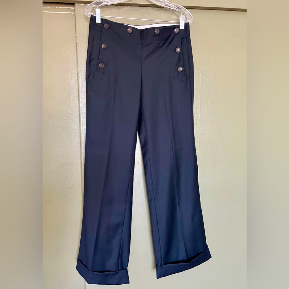 Dark navy J Crew wool sailor trousers pants 4